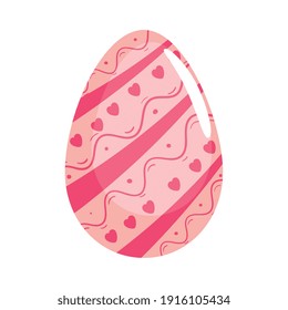 happy easter pink egg painted with hearts vector illustration design