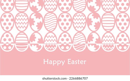 Happy Easter pink and white greeting card with holiday eggs, abstract vector Illustration, frohe ostern, karte osterkarte