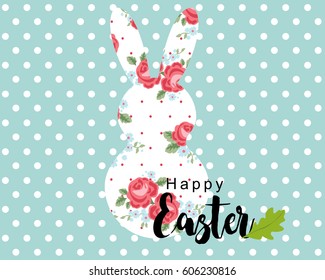 Happy easter with polka dot background