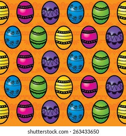 Happy Easter Pop Art eggs Vector Illustration. 