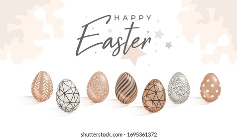 Happy Easter Post Card With Easter Eggs