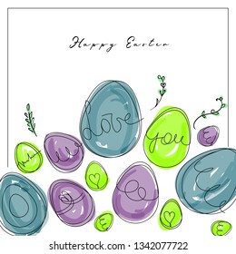 Happy Easter postcard colorful eggs cute design