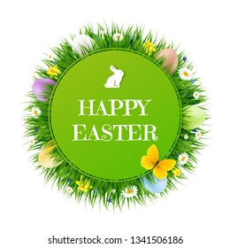 Happy Easter Postcard With Gradient Mesh, Vector Illustration
