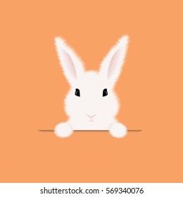 Happy Easter Postcard With Rabbit With Gradient Mesh, Vector Illustration