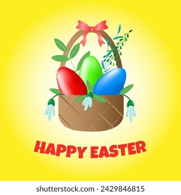 Happy Easter postcard. Vector graphics