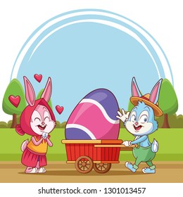 Happy Easter poster. Easter Bunnies.