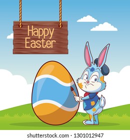 Happy Easter poster. Easter Bunny.