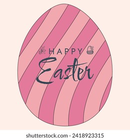 Happy Easter poster. Cute card for Easter. Vector illustration. Candy colors.