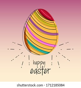 Happy easter poster. Decorated easter egg - Vector