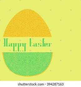 Happy easter poster with decorative egg. Vector postcard