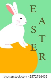 Happy easter poster design featuring a cute bunny and modern layout.