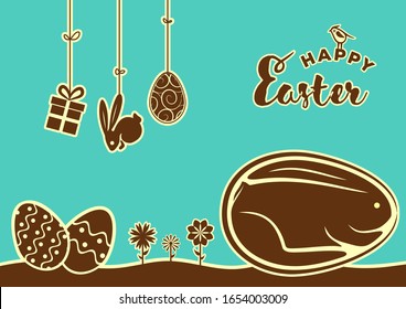 Happy Easter poster design template. Vector illustration