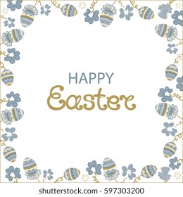 Happy easter. A poster with flowers and paschal eggs