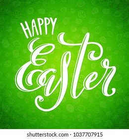 Happy Easter poster with hand drawn lettering, vector illustration