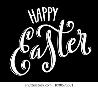 Happy Easter poster with hand drawn lettering, vector illustration