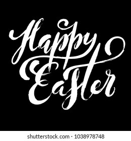 Happy Easter poster with hand drawn lettering, vector illustration
