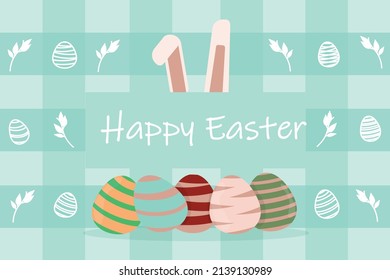 happy easter poster illustration with eggs and bunny ears