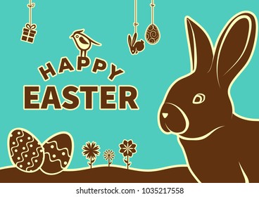 Happy easter poster, invitation card, background. Vector illustration