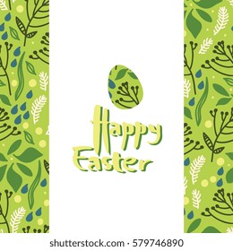 "Happy Easter" poster with isolated abstract floral background