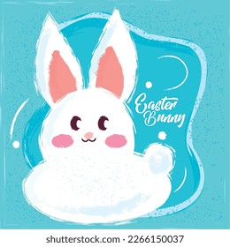Happy easter poster with isolated easter bunny Vector