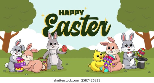 Happy Easter Poster Panoramic Banner