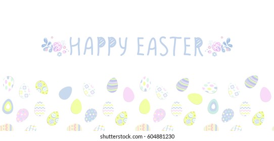 Happy easter poster. Seamless pattern, Vector illustration. Wallpaper, flyers, brochure,voucher.