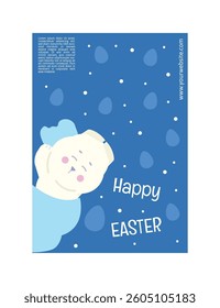 a happy easter poster set with cloud, sleeping rabbit, and night illustration