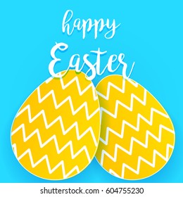 Happy Easter poster  with two eggs paper art