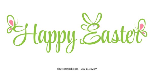 Happy Easter poster webbanner green