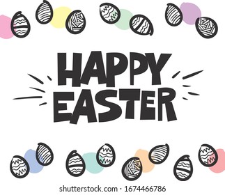 Happy Easter. Premium handdrawn vector lettering illustration