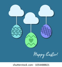 Happy easter print blue background