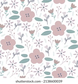 Alles Gute zum Ostern. Frisch gezeichnetes, nahtloses Muster mit Blumen, Blättern.