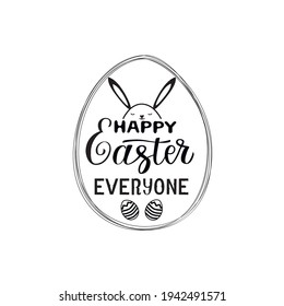 Happy Easter Qoute vector with Bunny illustration. Easter Lettering design.
