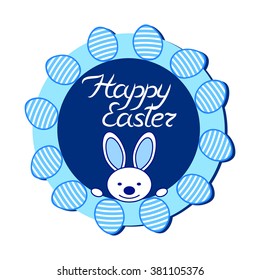 Happy Easter with rabbbit greeting card