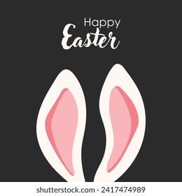 Happy Easter. Easter. Rabbit against the background with greetings