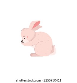 Happy easter rabbit or bunny cartoon character for spring and Easter greeting cards and posters, flat cartoon vector illustration isolated on white background.