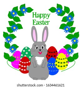 Happy Easter rabbit bunny eggs