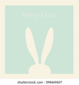 Happy Easter with rabbit, bunny Holiday greeting card. Vector Illustration.