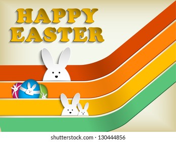 Happy Easter Rabbit Bunny on Retro Background