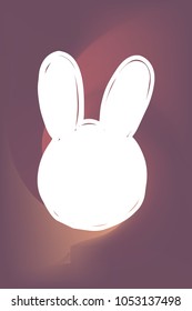 Happy Easter Rabbit Bunny Silhouette Holiday Poster Card with Color Violet, Yellow, Pink. Graphic Design Concept, Background, Texture, Vector Illustration.