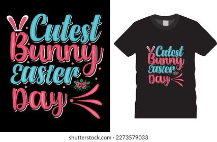 Happy easter rabbit, bunny tshirt vector design template. Cutest Bunny easter day t-shirt design.Ready to print for apparel, poster, mug and greeting plate illustration. svg