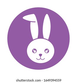 Happy easter rabbit cartoon block style icon design, Spring decoration holiday greeting ornament celebration festive season tradition and festival theme Vector illustration