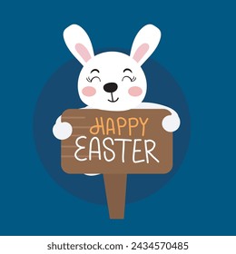 happy easter with rabbit cartoon. Cartoon holiday  character