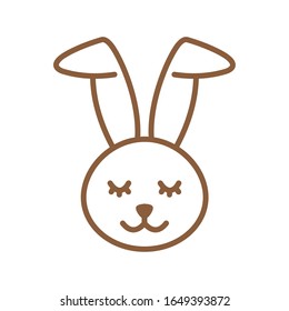 Happy easter rabbit cartoon line style icon design, Spring decoration holiday greeting ornament celebration festive season tradition and festival theme Vector illustration