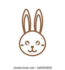 Happy easter rabbit cartoon line style icon design, Spring decoration holiday greeting ornament celebration festive season tradition and festival theme Vector illustration