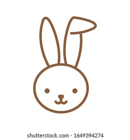 Happy easter rabbit cartoon line style icon design, Spring decoration holiday greeting ornament celebration festive season tradition and festival theme Vector illustration