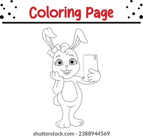 Happy Easter Rabbit coloring page for children