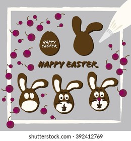 Happy Easter rabbit cookies chocolate cream handmade making of steps