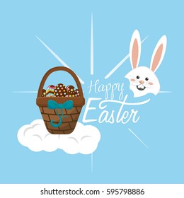 happy easter rabbit day icon
