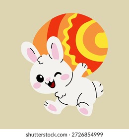 Feliz coelho de Páscoa com ovo decorativo